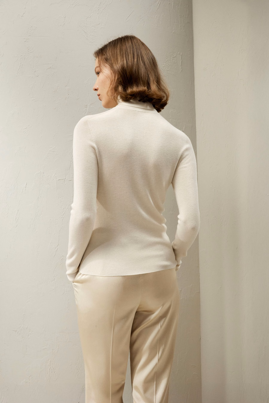 Naadloze Zijde-Kashmir Mix Turtleneck Trui