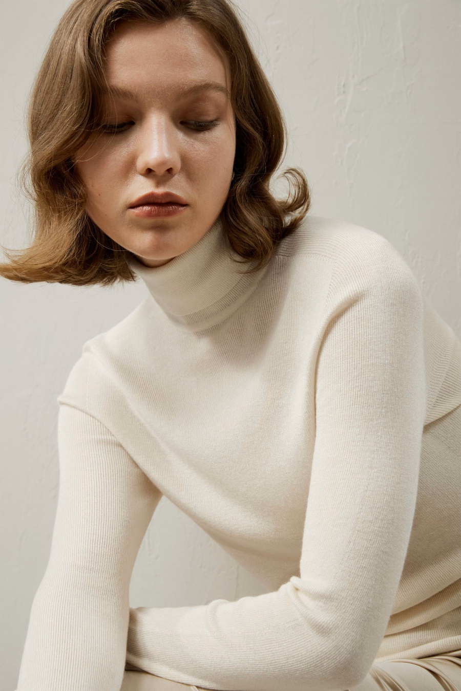 Naadloze Zijde-Kashmir Mix Turtleneck Trui