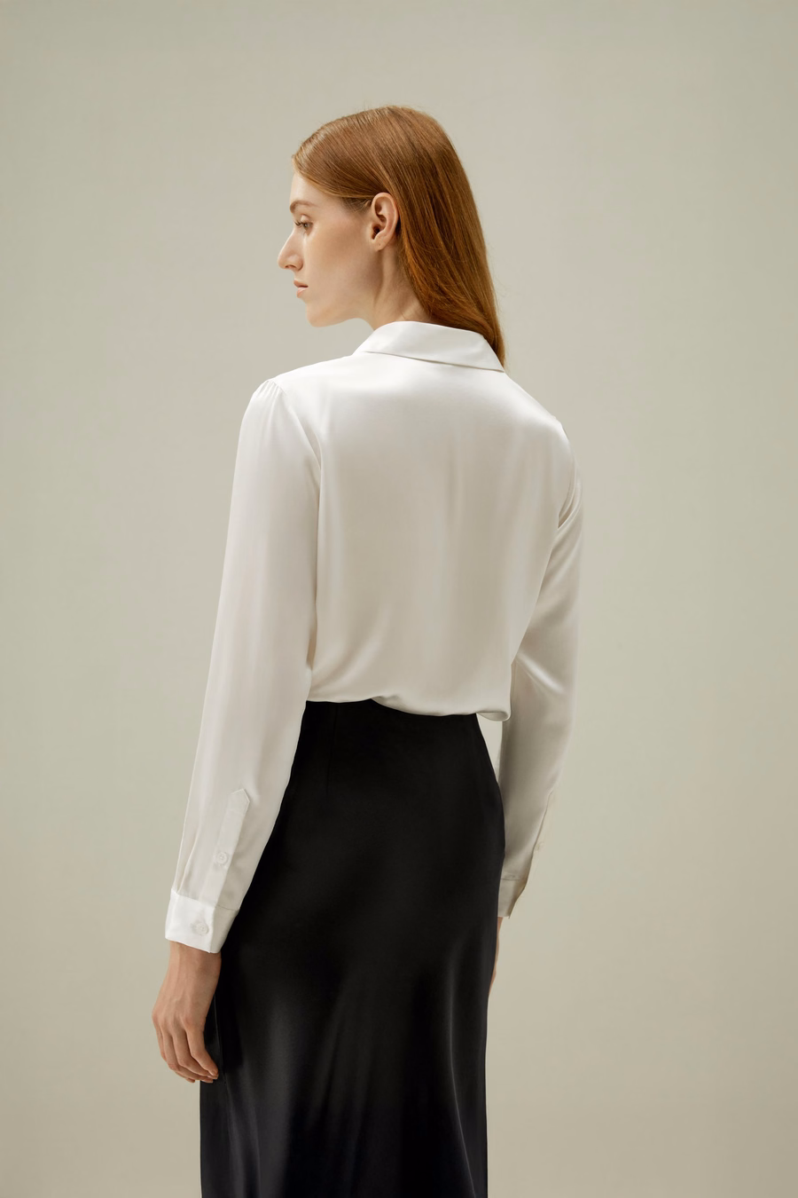Basis Verborgen Knoplijst Zijde Shirt