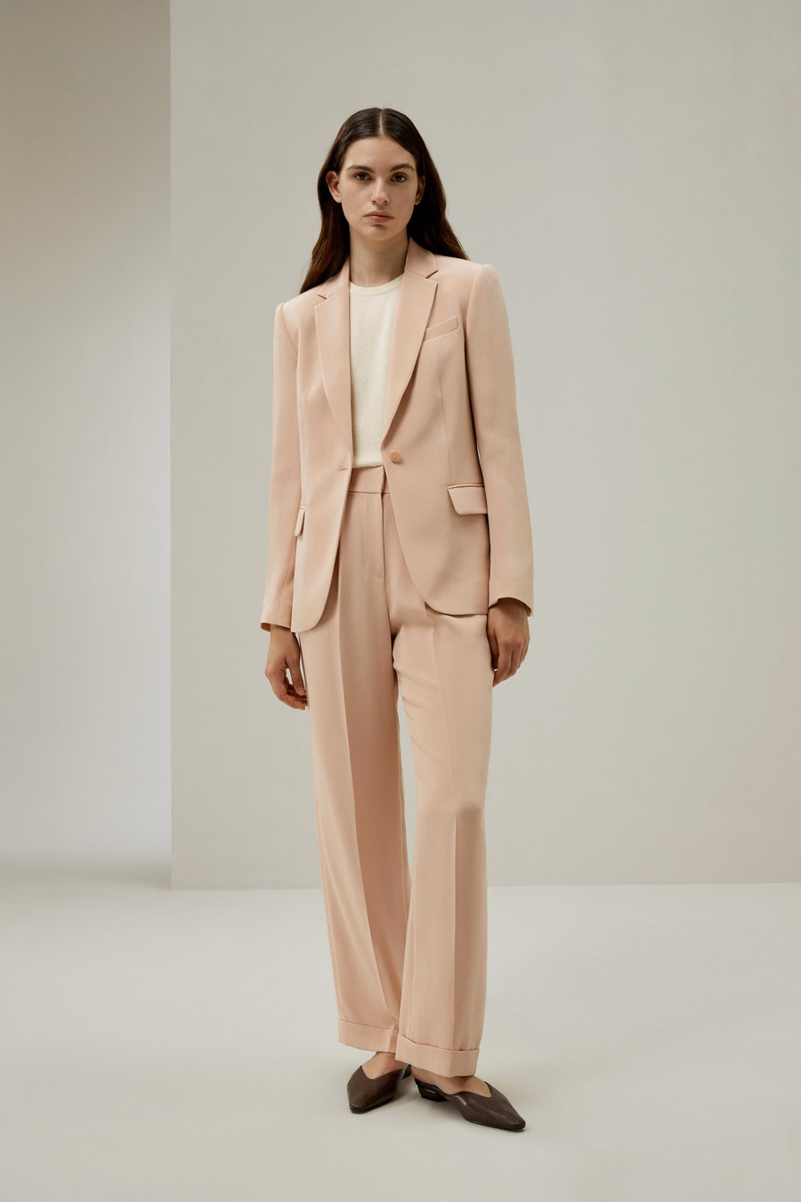 Mahonie Roze Zijde Rechte Pantalon