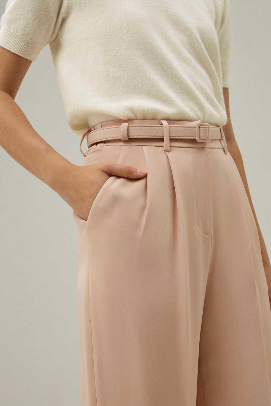 Mahonie Roze Zijde Rechte Pantalon