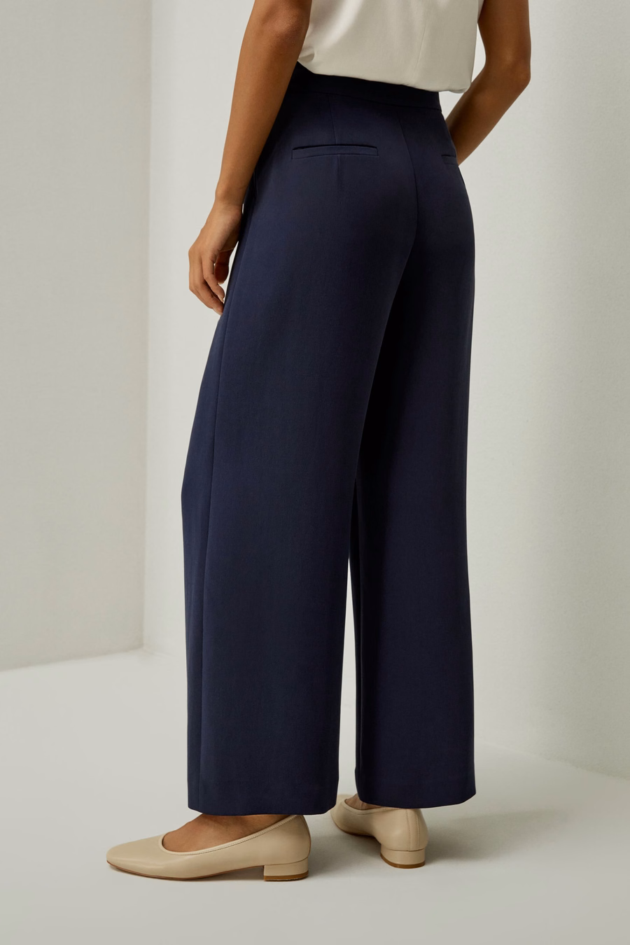 Zijde Wijde Pantalon met Medium Taille