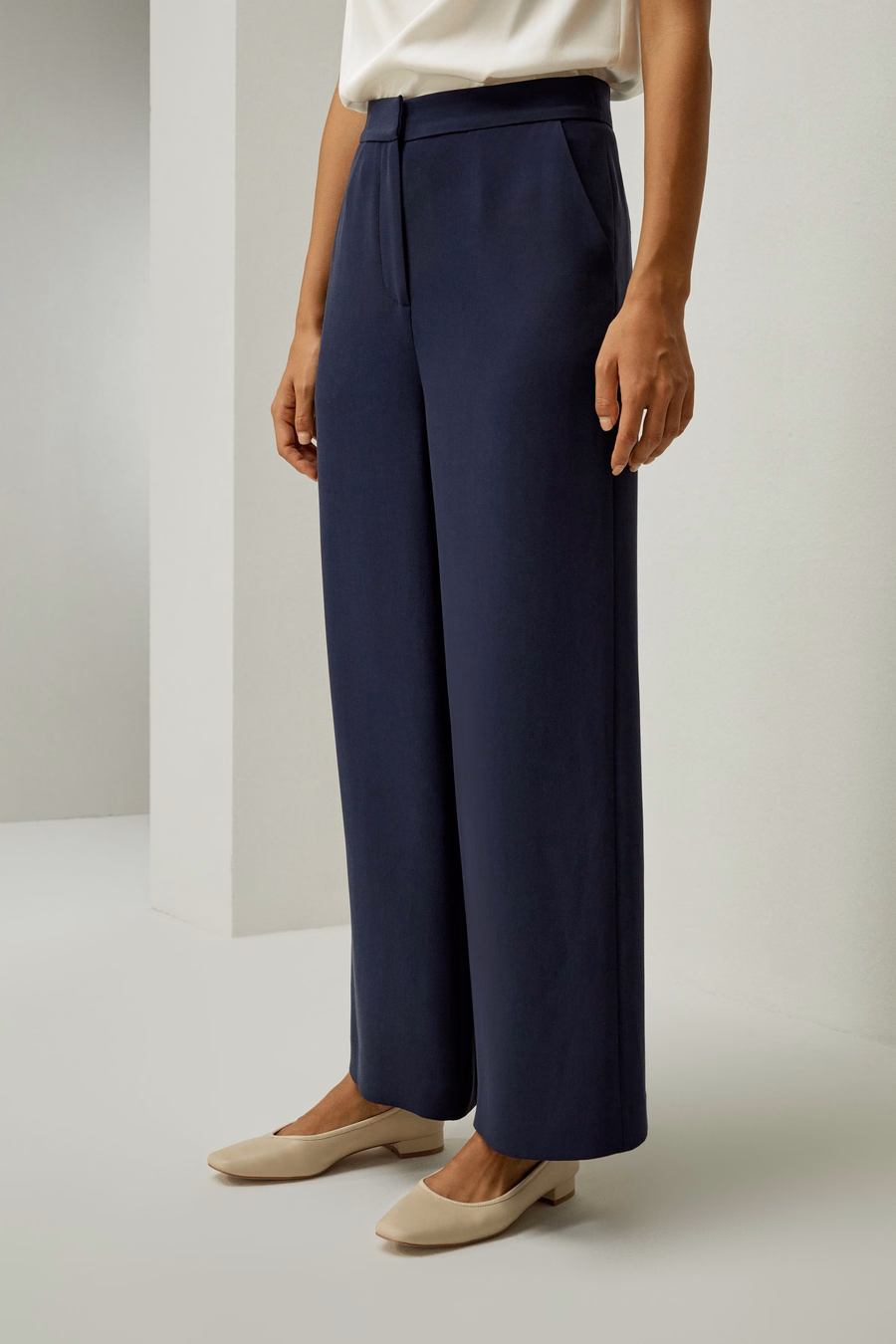 Zijde Wijde Pantalon met Medium Taille