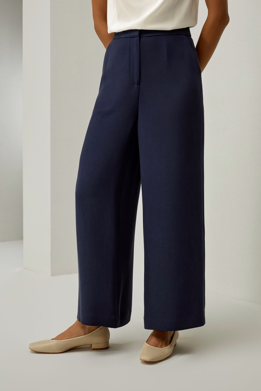 Zijde Wijde Pantalon met Medium Taille