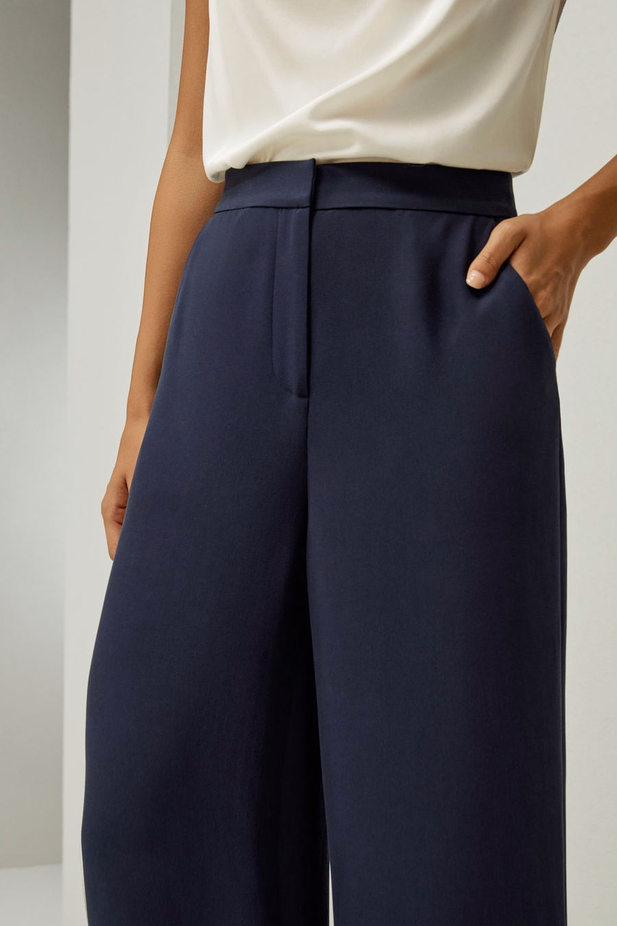 Zijde Wijde Pantalon met Medium Taille