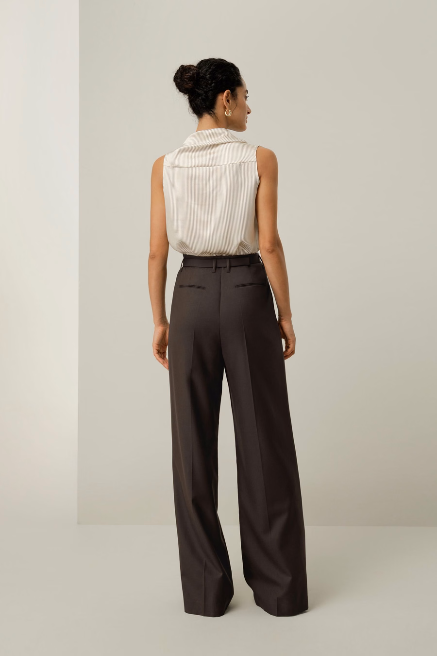 Zijdewol Hoge Taille Broek met Brede Pijpen