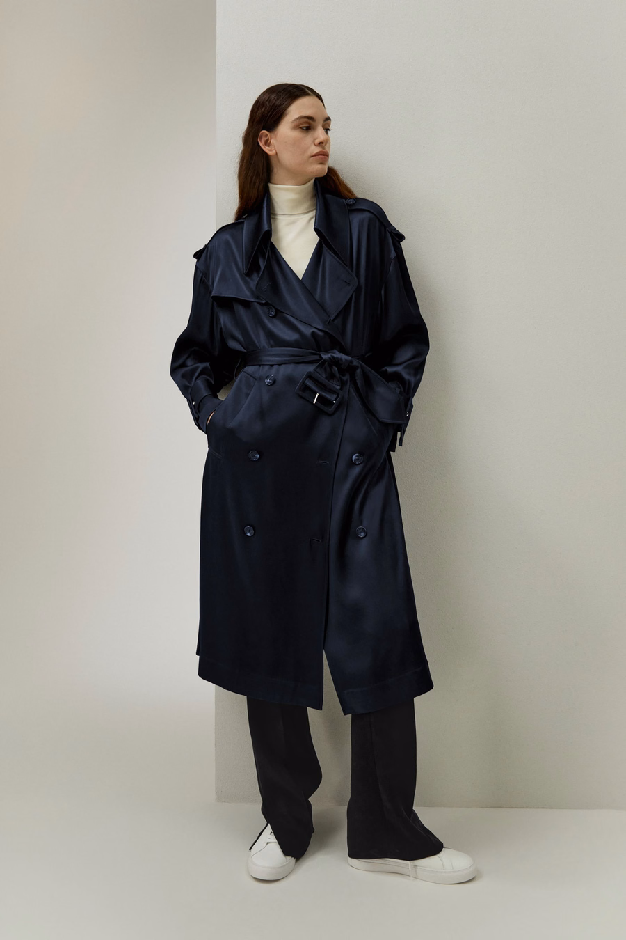 Oversized Zijde Trenchcoat