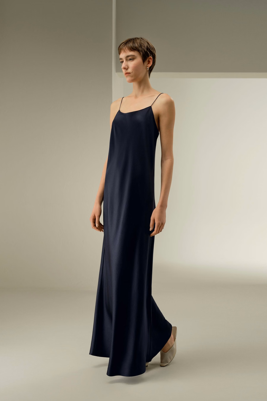 U-Hals Minimalistische Slip Jurk