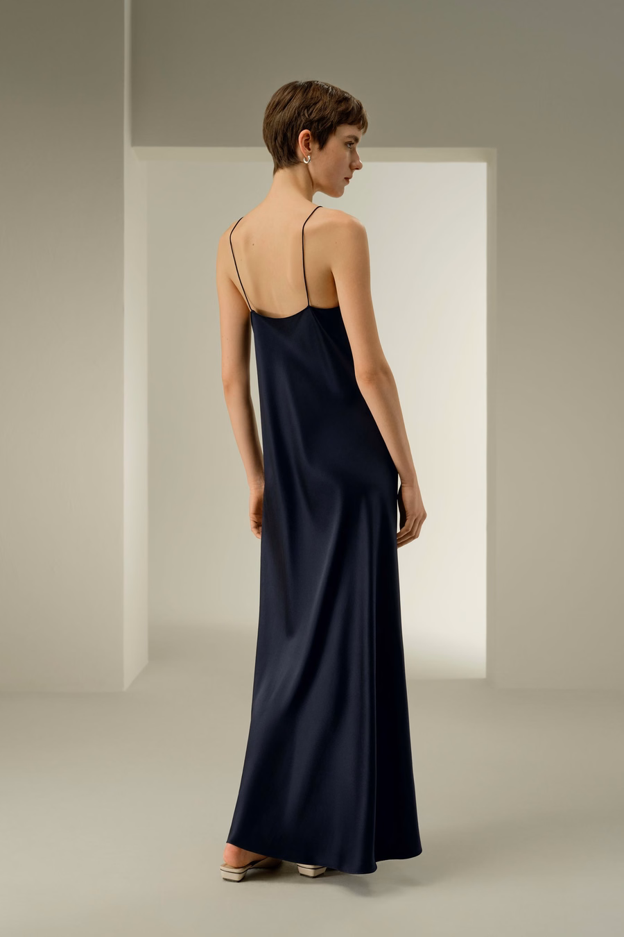 U-Hals Minimalistische Slip Jurk