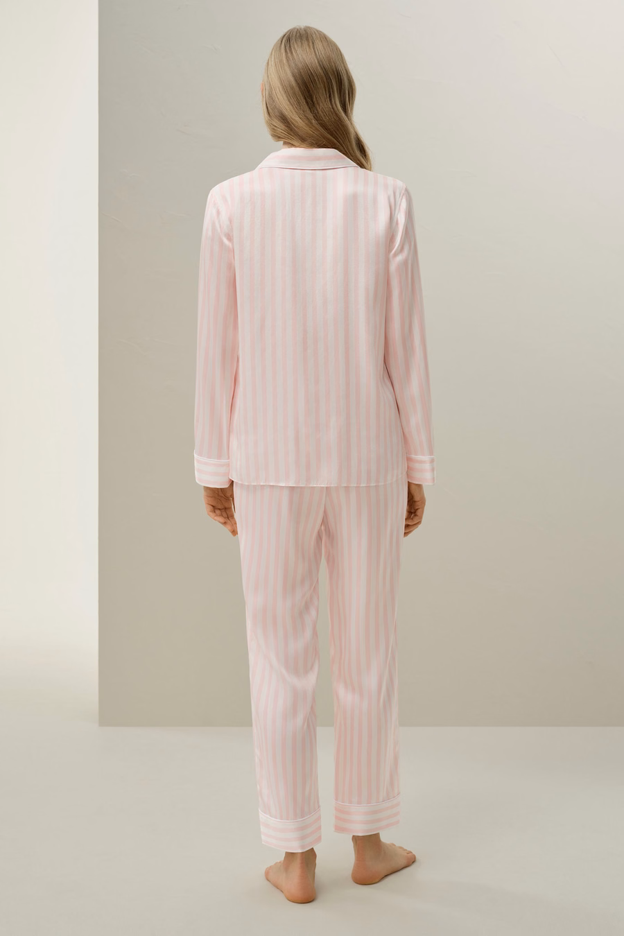 Gestreepte Charmeuse Pyjama Set