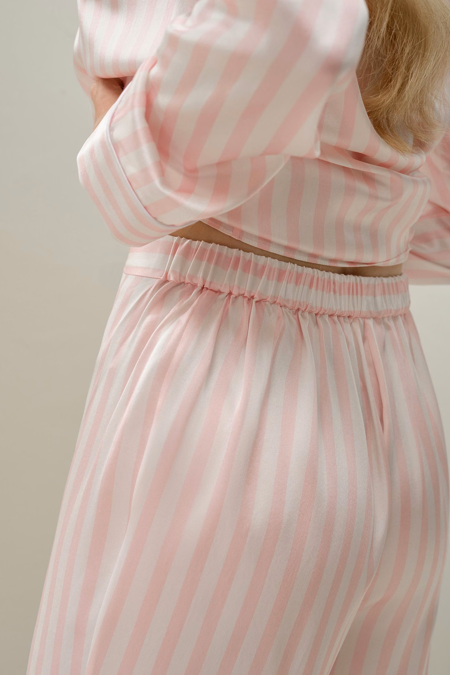 Gestreepte Charmeuse Pyjama Set