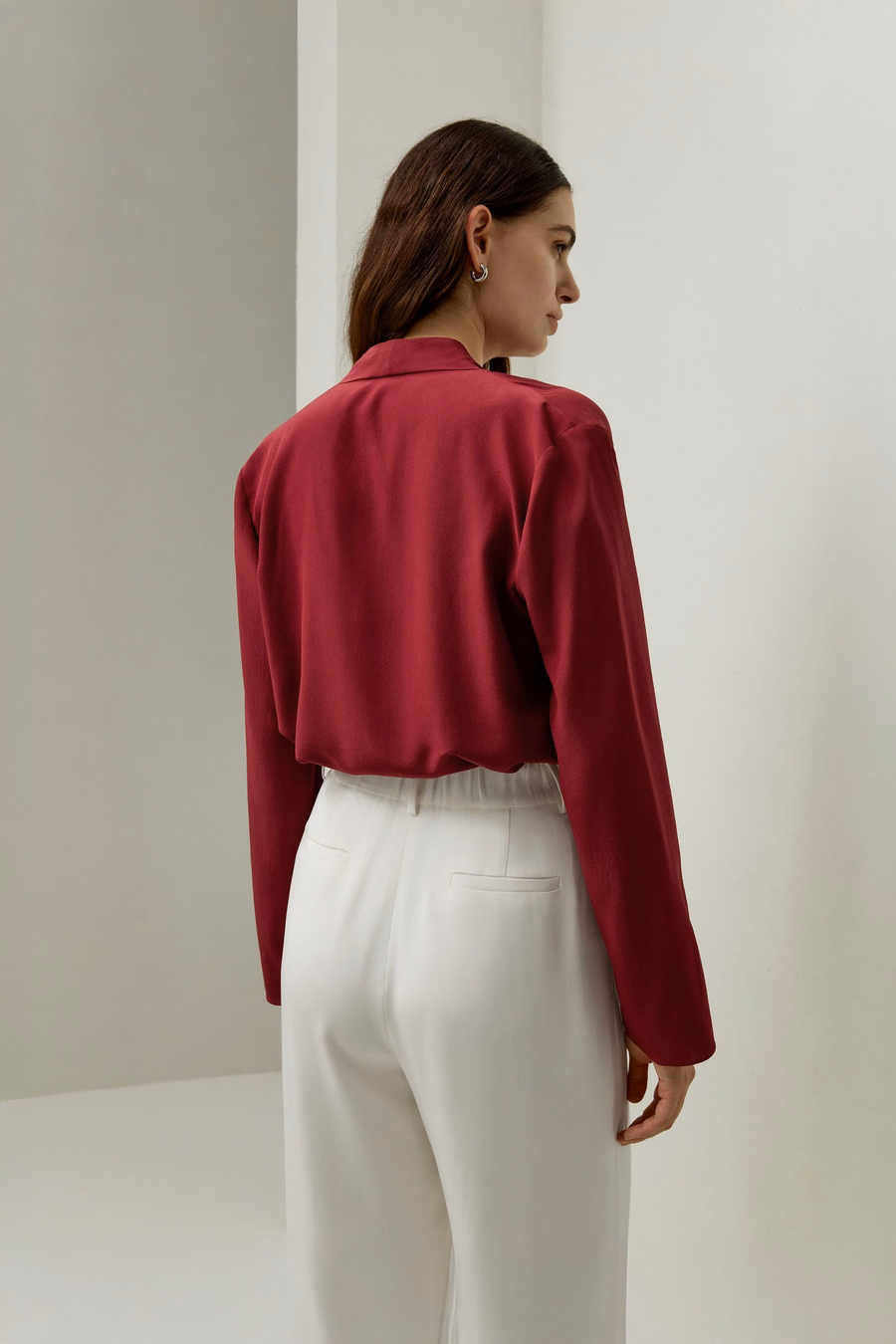 Silk Crêpe de Chine Blouse met lange mouwen
