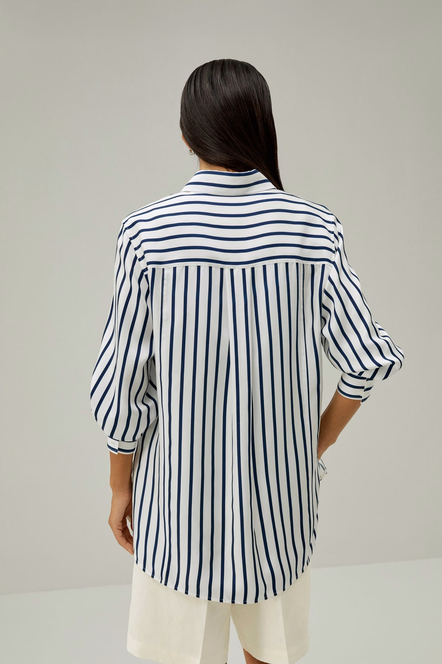 Overmaat Palma Streep Zijde Shirt