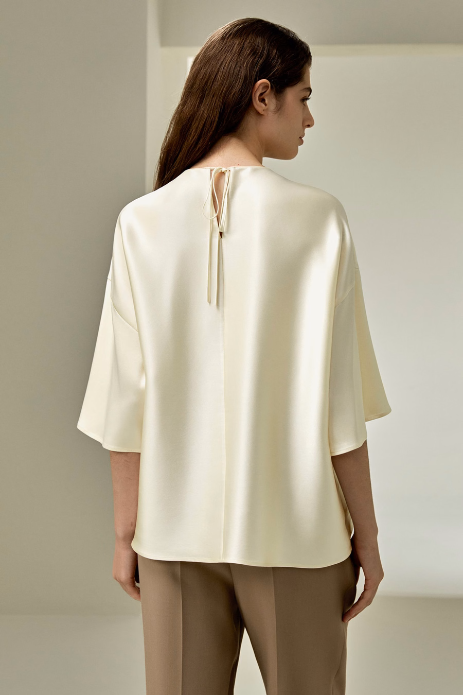 Ontspannen Zijde Crewneck Blouse