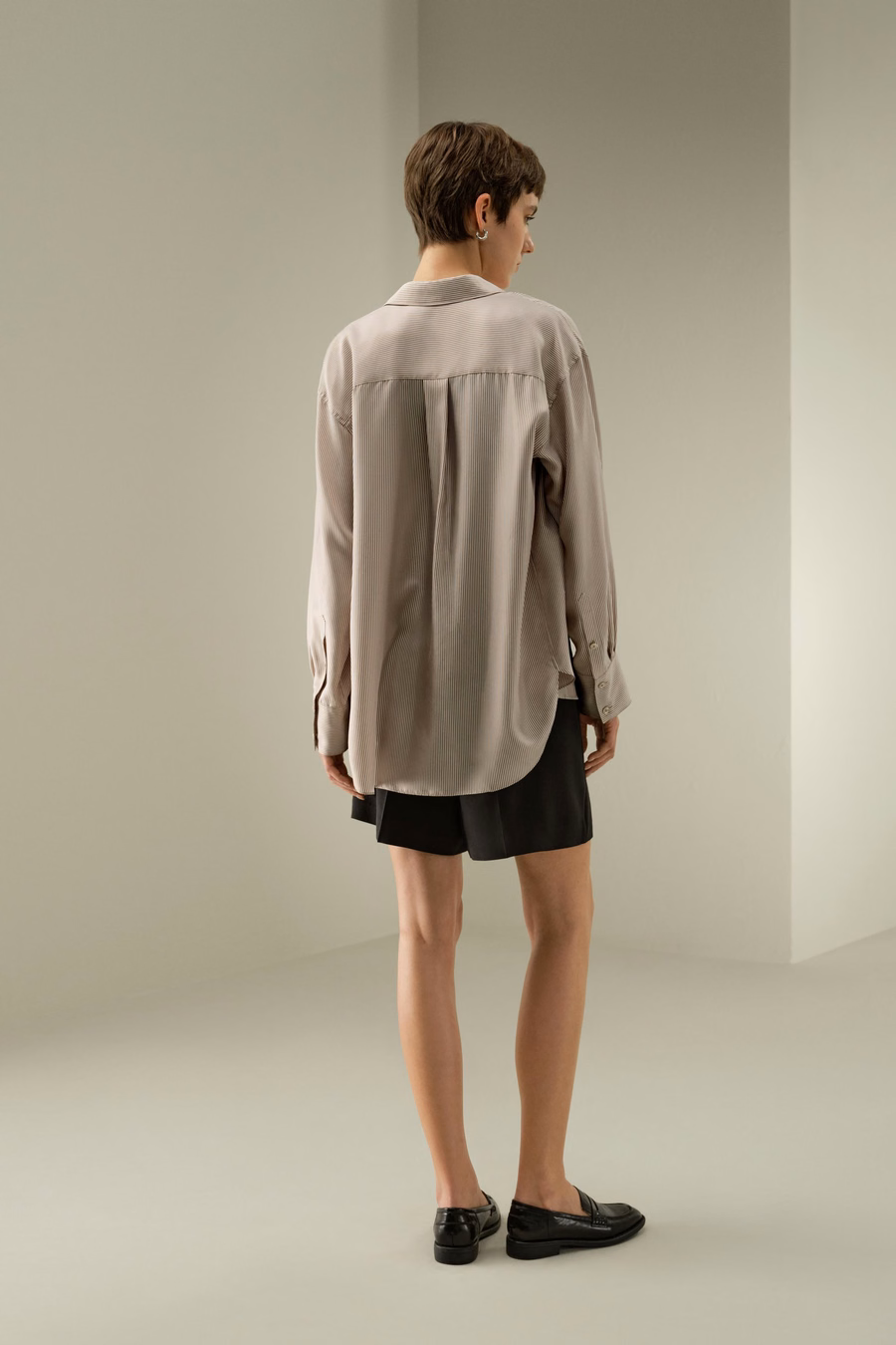 Gestreepte Oversized Zijde Shirt