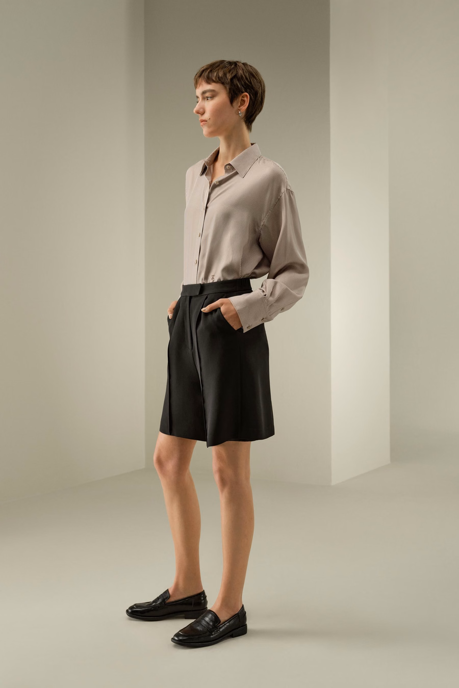 Gestreepte Oversized Zijde Shirt