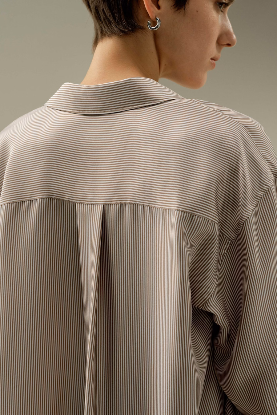 Gestreepte Oversized Zijde Shirt