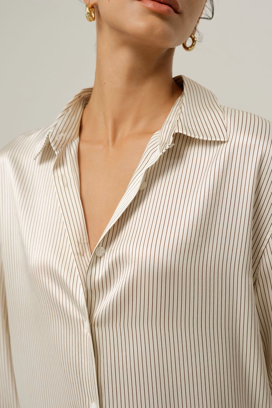 Silk Charmeuse Pinstripe Shirt