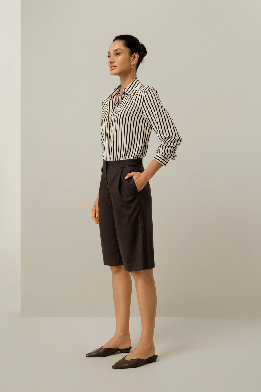 Gestreepte Zijde Blouse