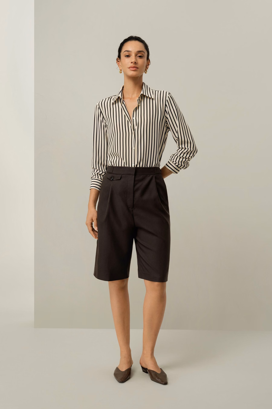 Gestreepte Zijde Blouse