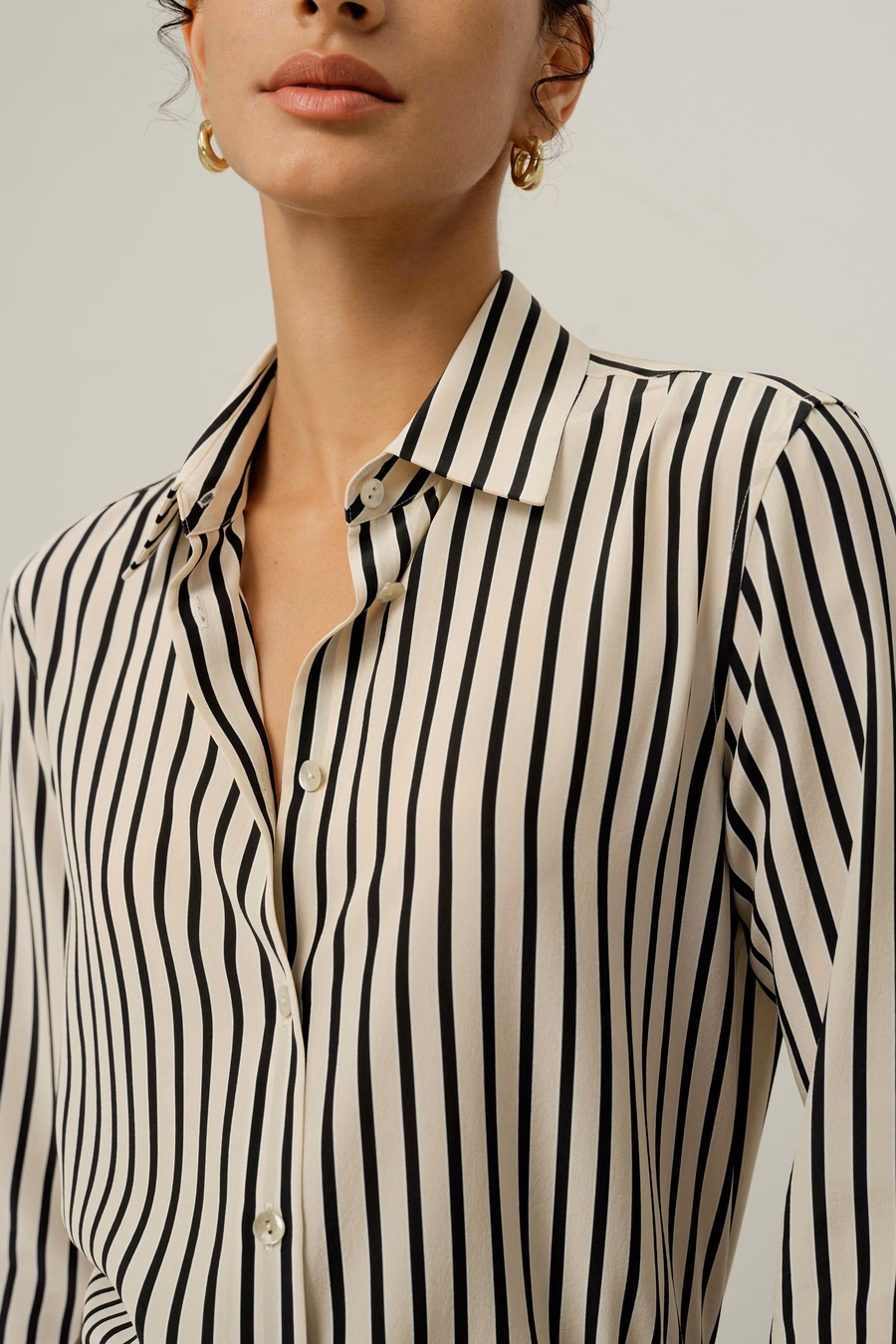 Gestreepte Zijde Blouse