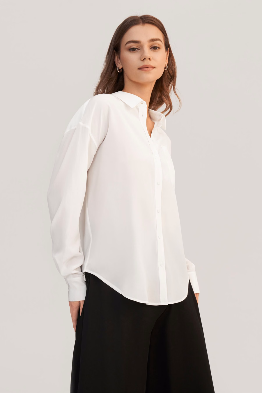 Drop Schouders Oversized Zijde Shirt