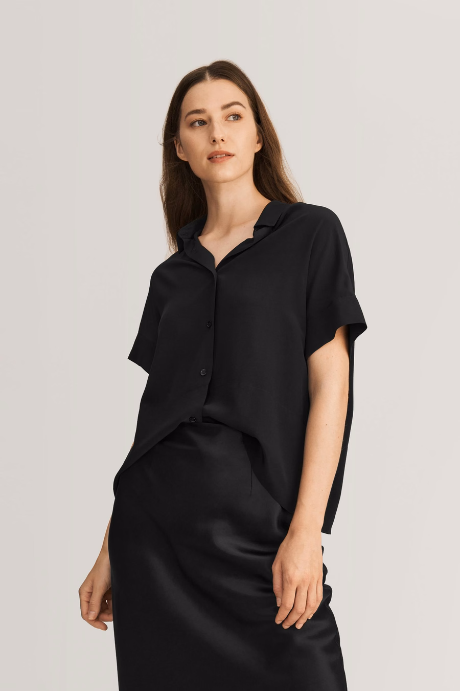 Casual Kort Mouwloos Losse Zijden T-shirt