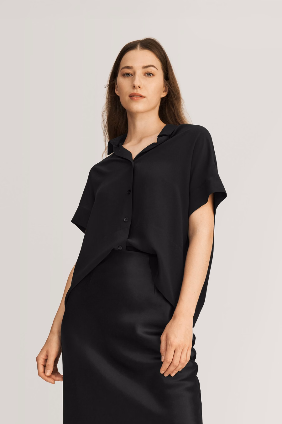 Casual Kort Mouwloos Losse Zijden T-shirt