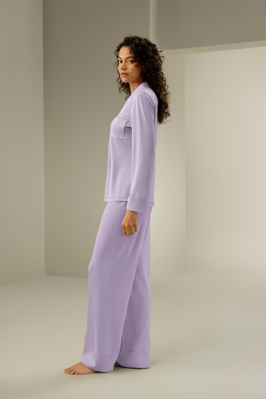 Zijde Jersey Klassieke Pyjama Set
