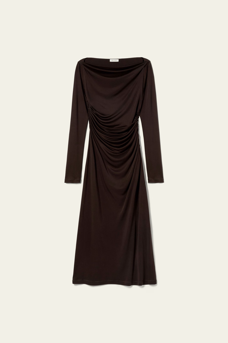 Elegante Zijden Jersey Geplooide Midi Jurk
