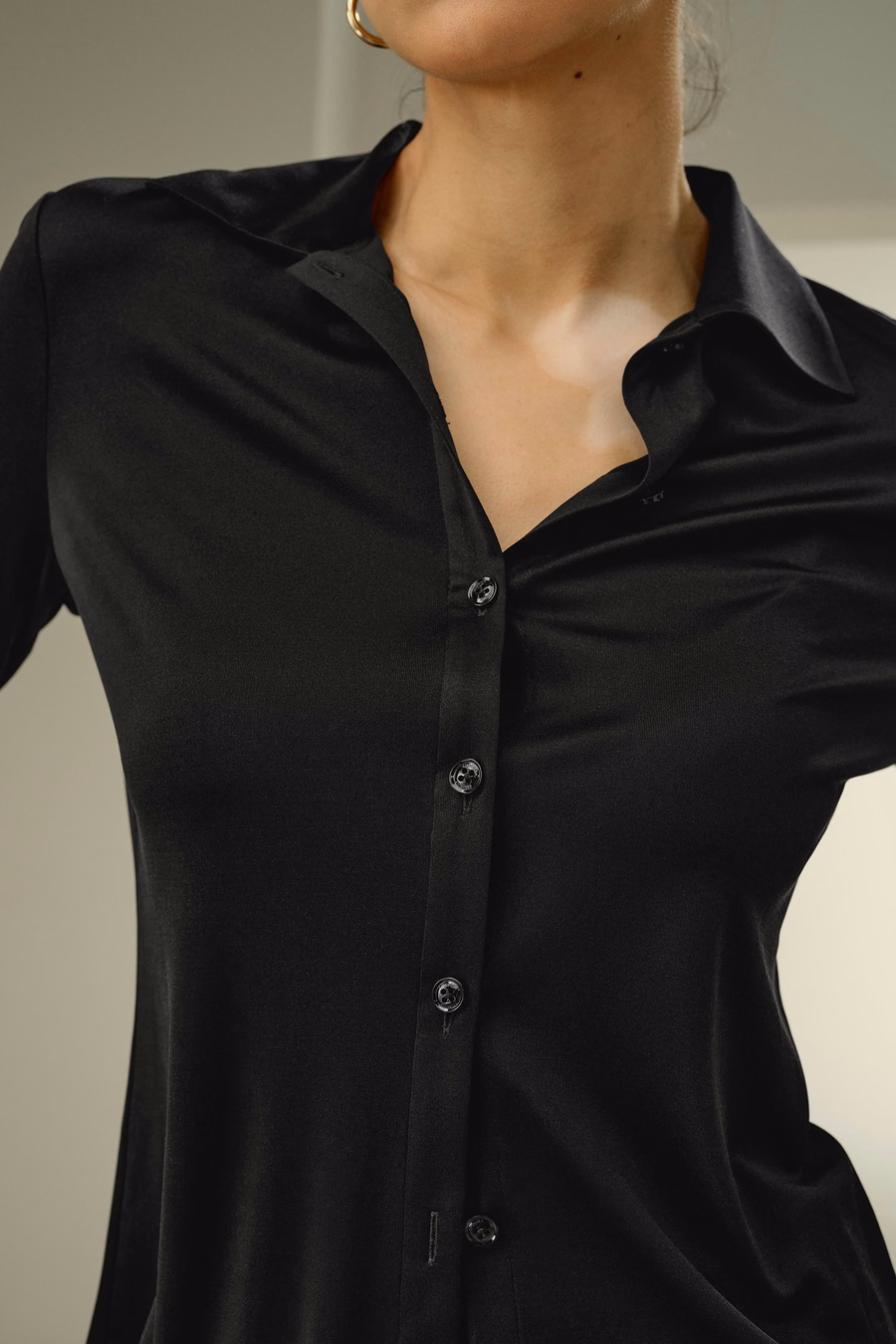 Basis Slim Zijde Jersey Shirt