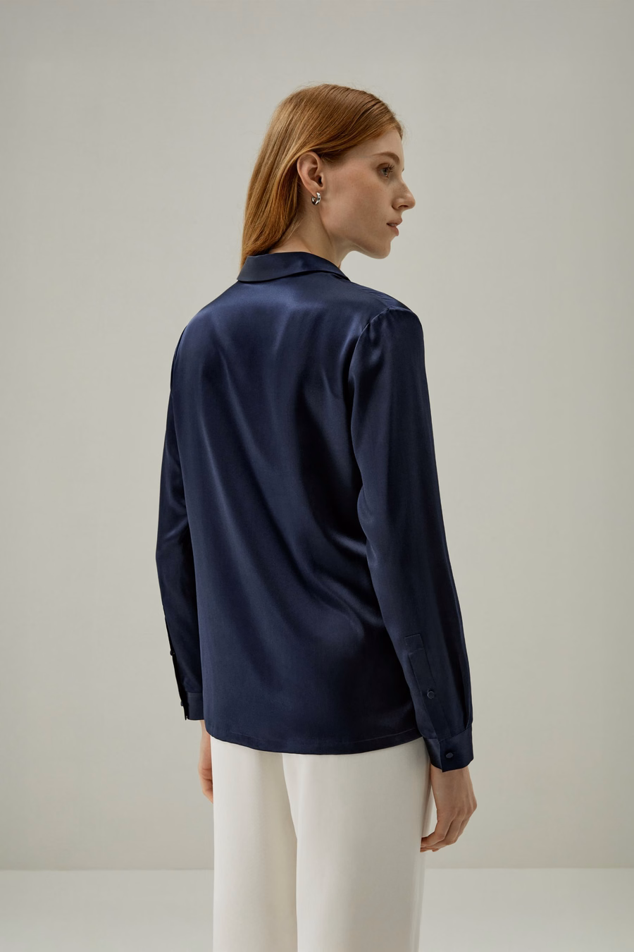 klassieke parelknopen zijde shirt