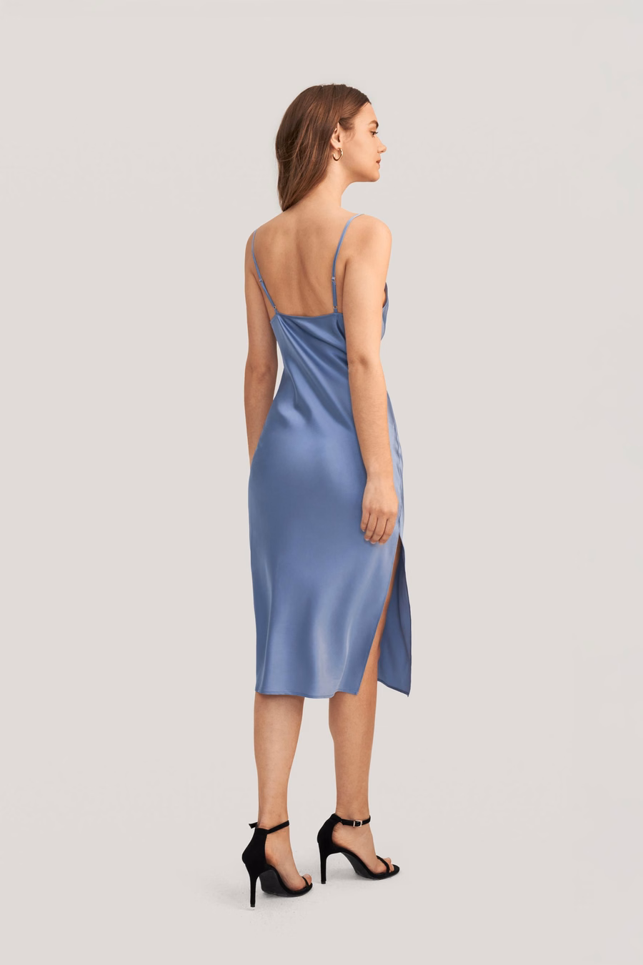 Elegant Alluring Cowl Neck Silk Dress