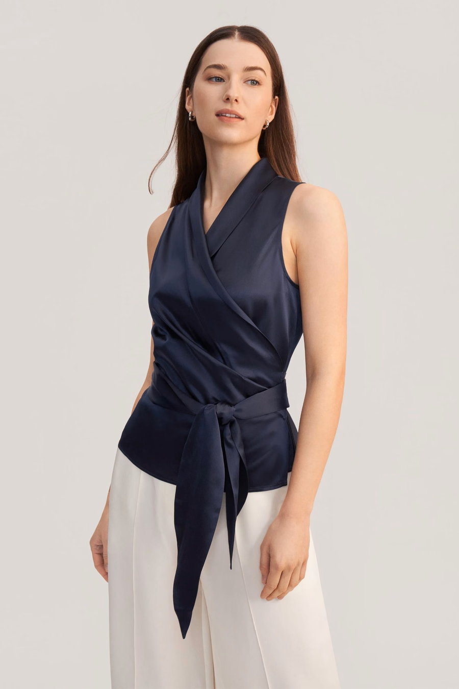 Vrouwen Elegante Zijde Wikkel Blouse