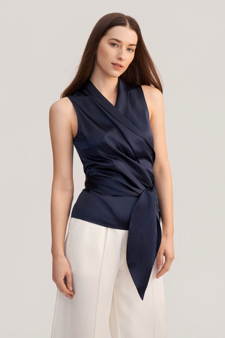 Vrouwen Elegante Zijde Wikkel Blouse