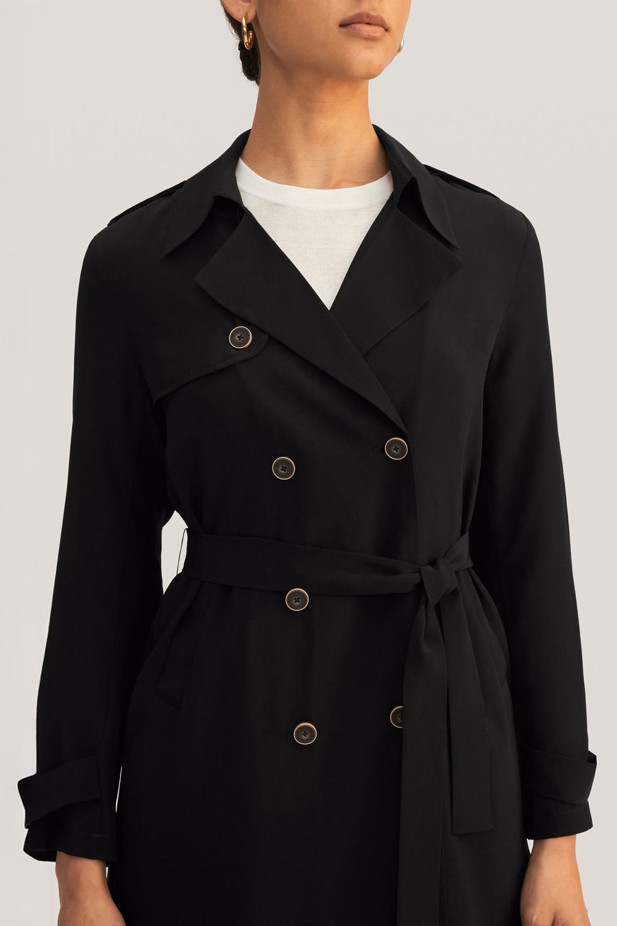 Klassieke Dubbelbreasted Zijden Trenchcoat