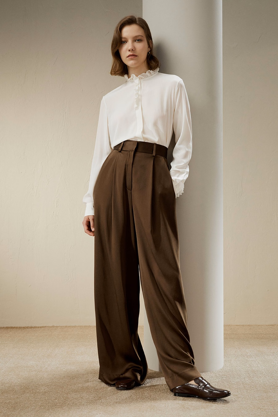 Crêpe de Chine Blouse met Ruffle Edge