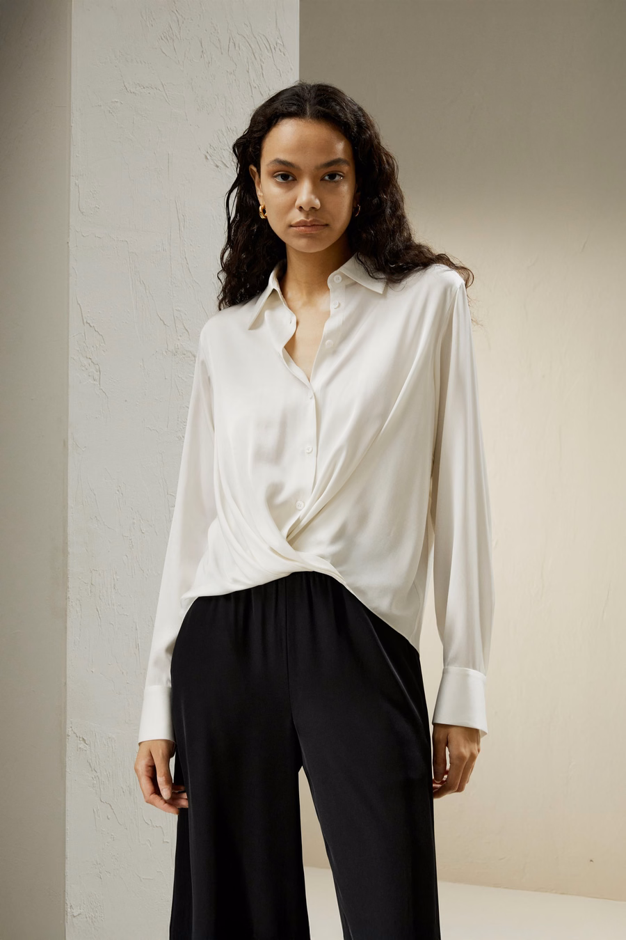 Zoom Geplooide Zijde Blouse