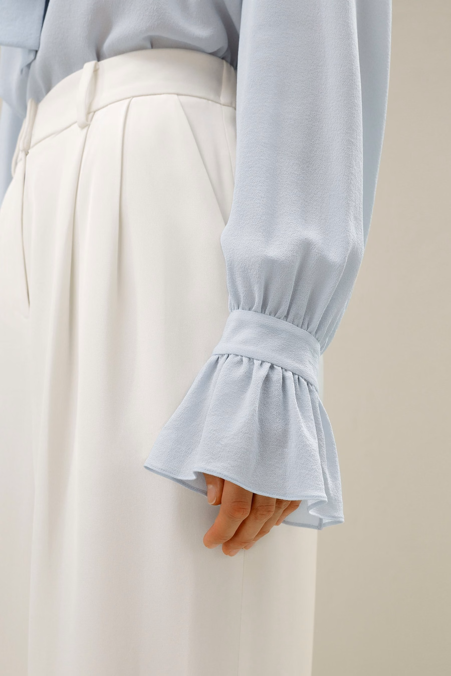 Silk V-neck Ribbon Blouse
