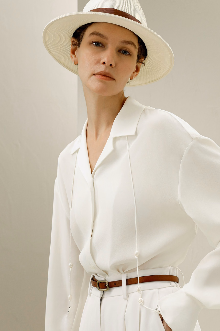 Strikdetails Zijden Blouse