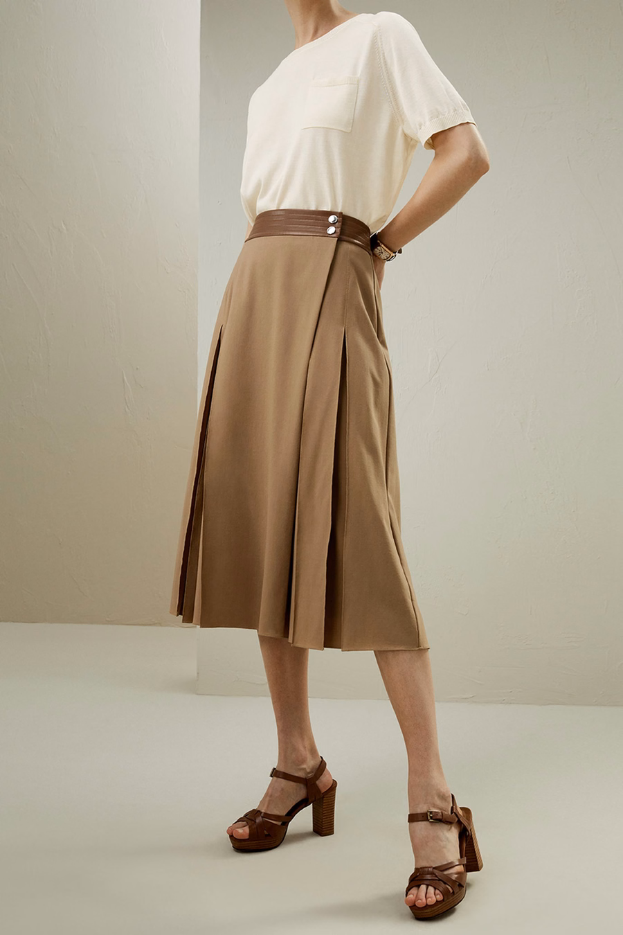Merino Wol Wrap Midi Rok
