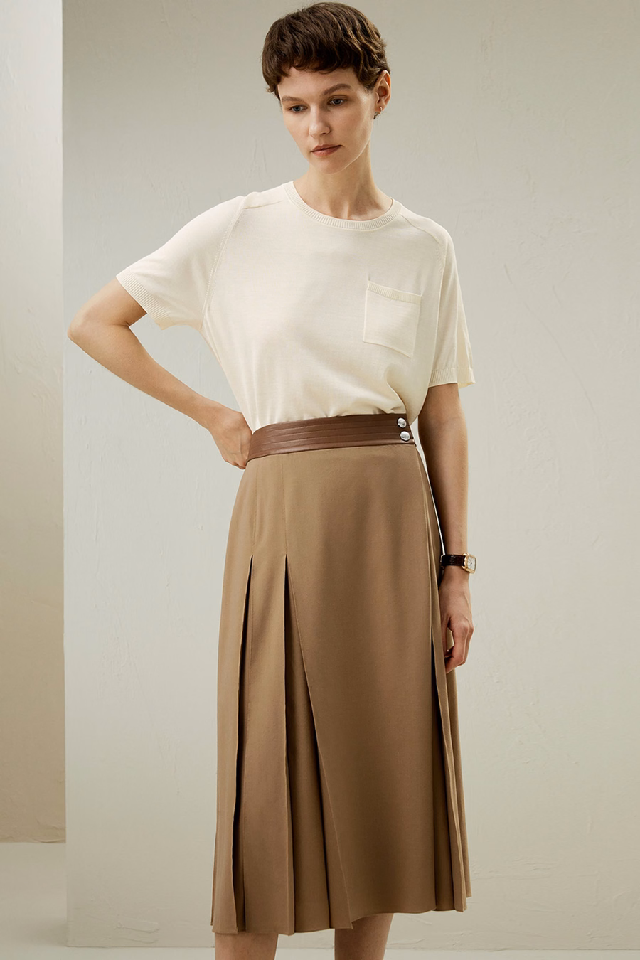 Merino Wol Wrap Midi Rok