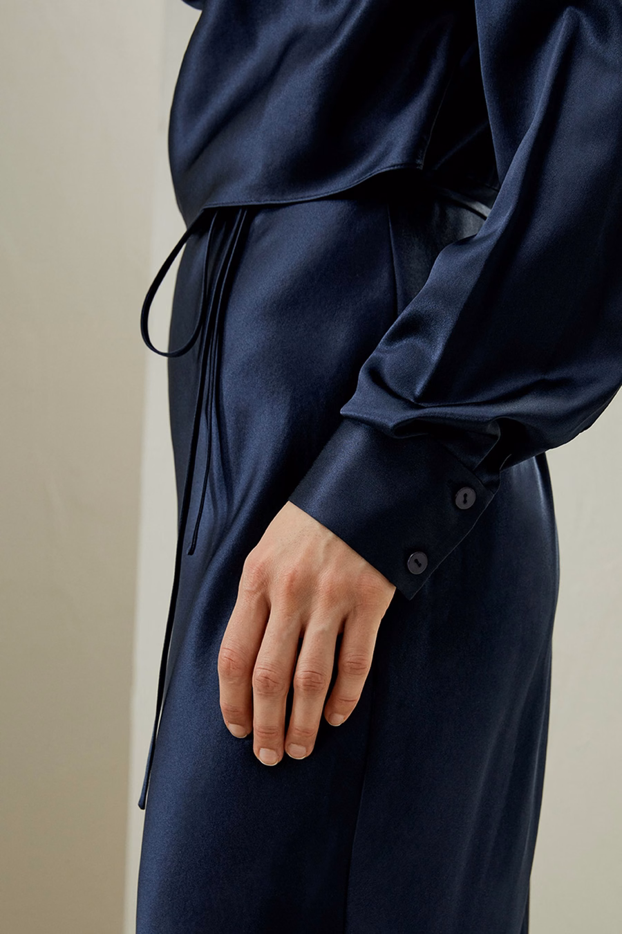 Mock Neck Zijde Midi Jurk
