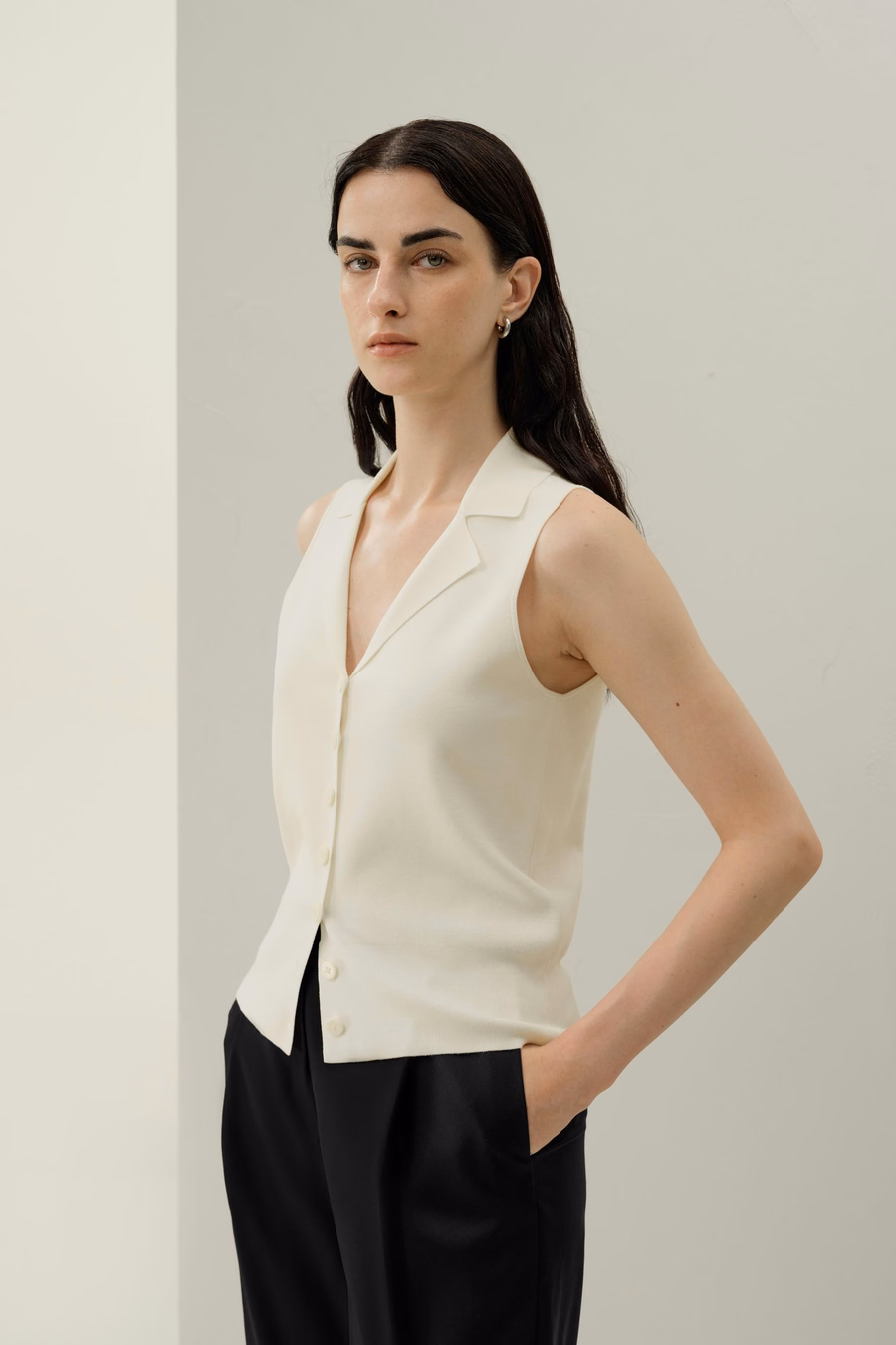 Milano Knit Lapel Collar Zijden Viscose Vest