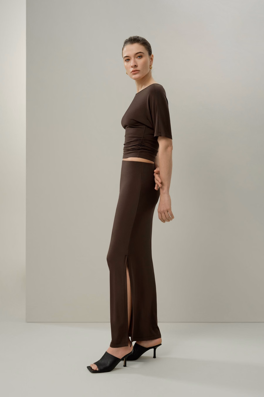 Silk Breeze Jersey Geplooide Swing Tee