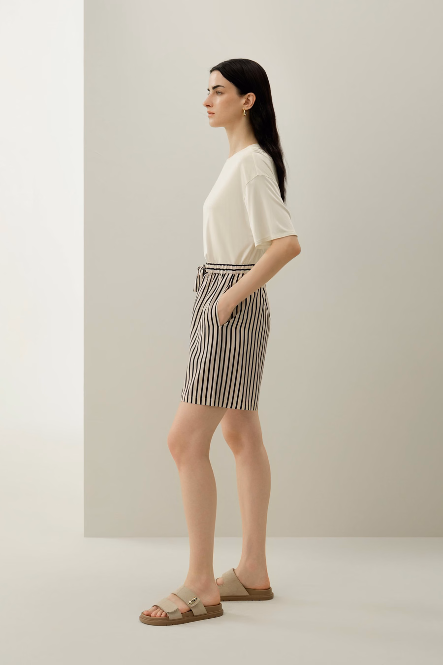 Gestreepte Zijde Shorts