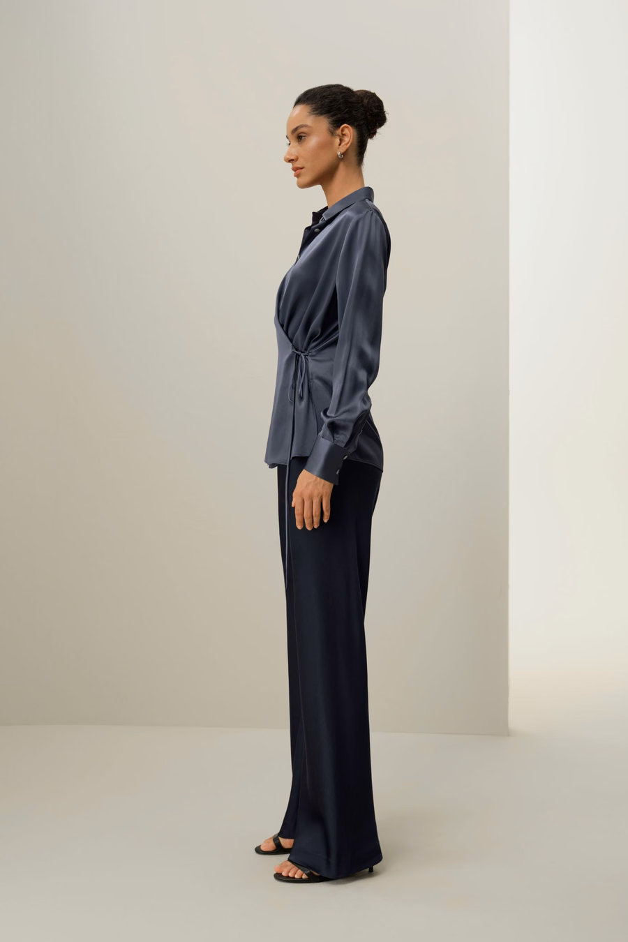 Convertible Silk Charmeuse Shirt