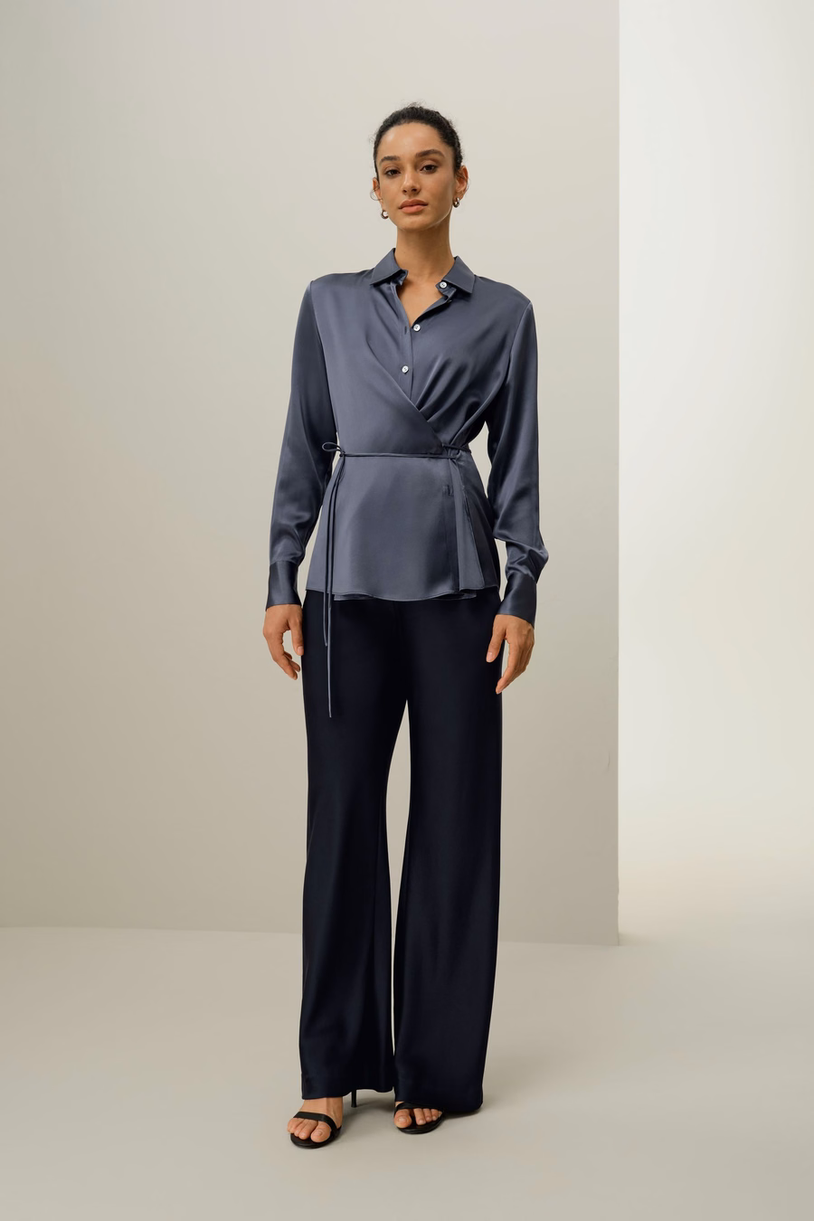 Convertible Silk Charmeuse Shirt