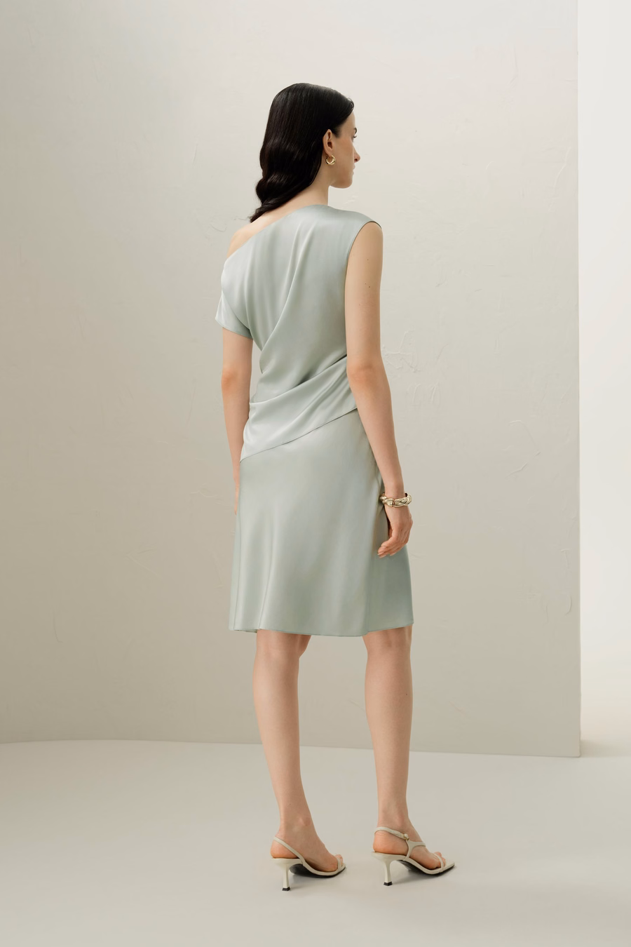 Stretch Charmeuse Asymmetrische Top
