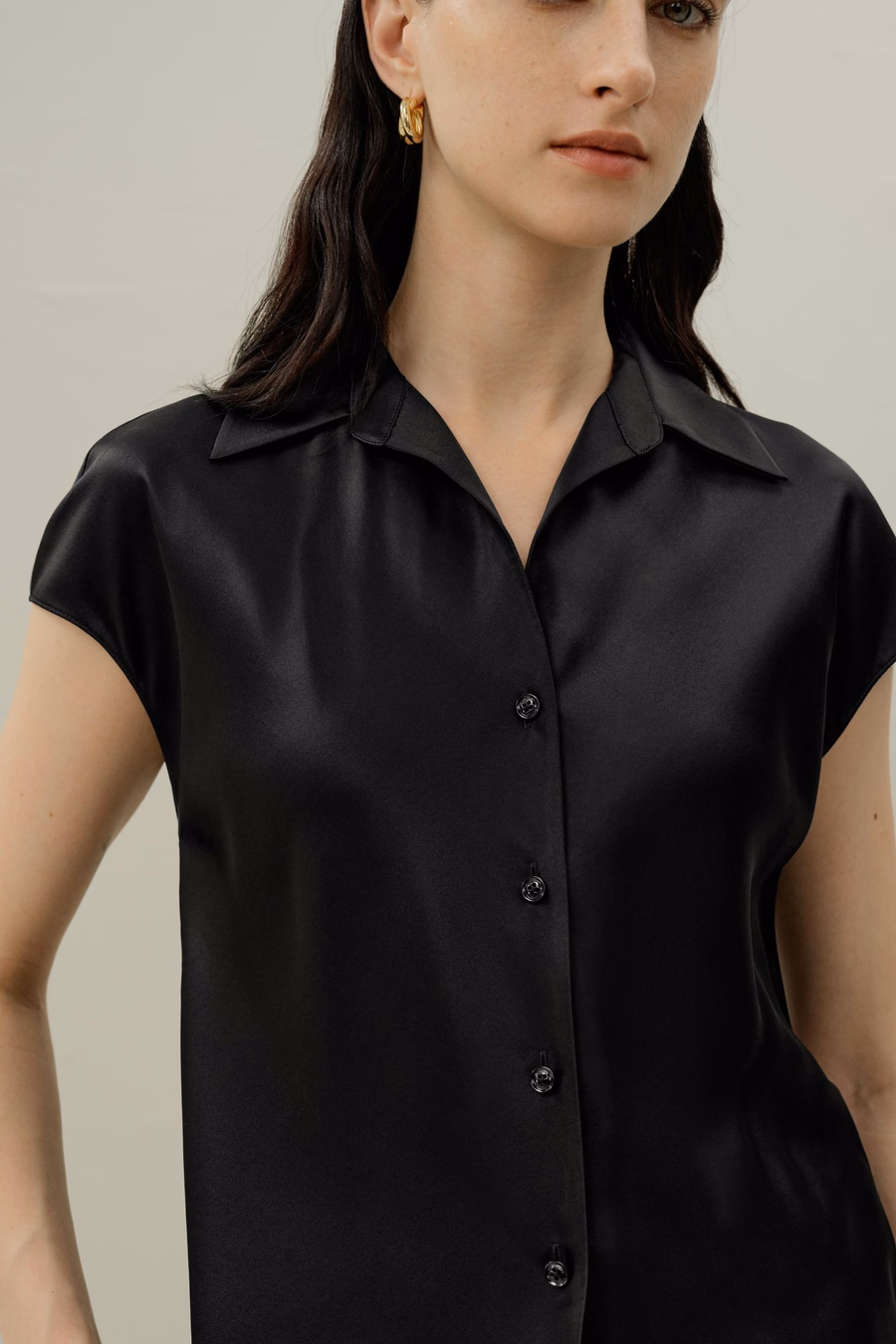 Bias Cut Cap-Mouw Zijde Shirt
